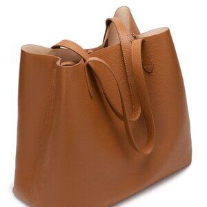 Cuyana Classic Structured Leather Tote, Pebbled Leather in Caramel/Blush